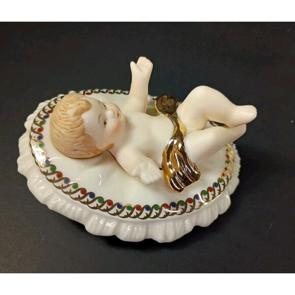 Baby Jesus Mary Joseph Porcelain Nativity 3 Piece Scene White Gold Holiday Decor - Picture 16 of 16